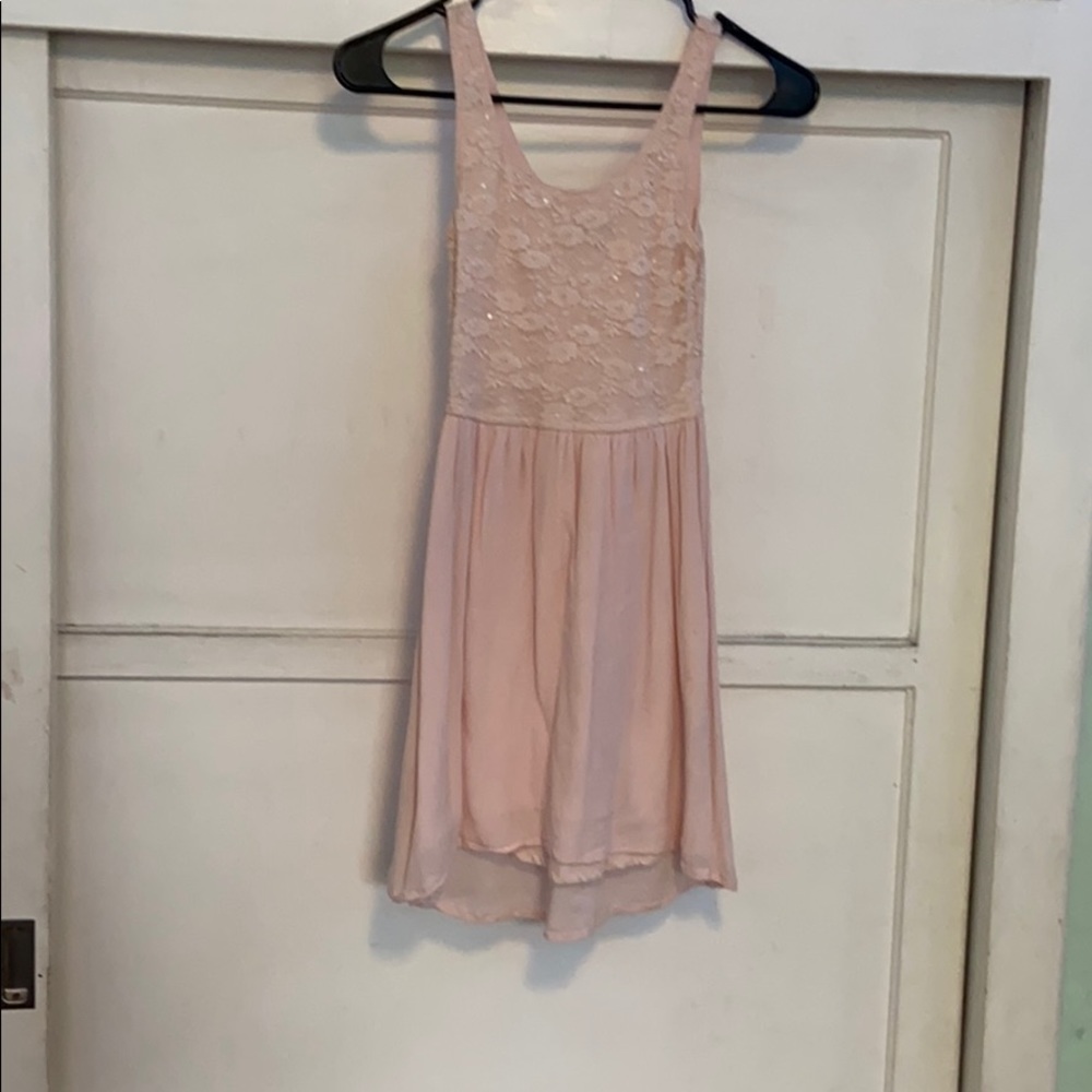pink laced dress